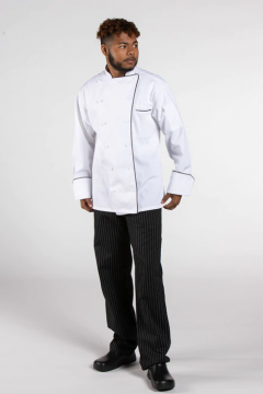 Unisex Chef Jacket White with Black piping including Embroidered Whitson's Logo